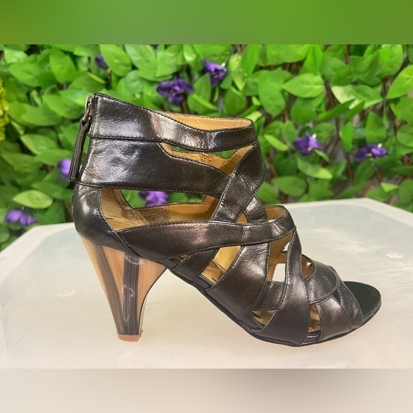 Nine West Black NWCurri Leather Healed Ankle Sandals Womens Size 5M Zip … - Picture 9 of 14